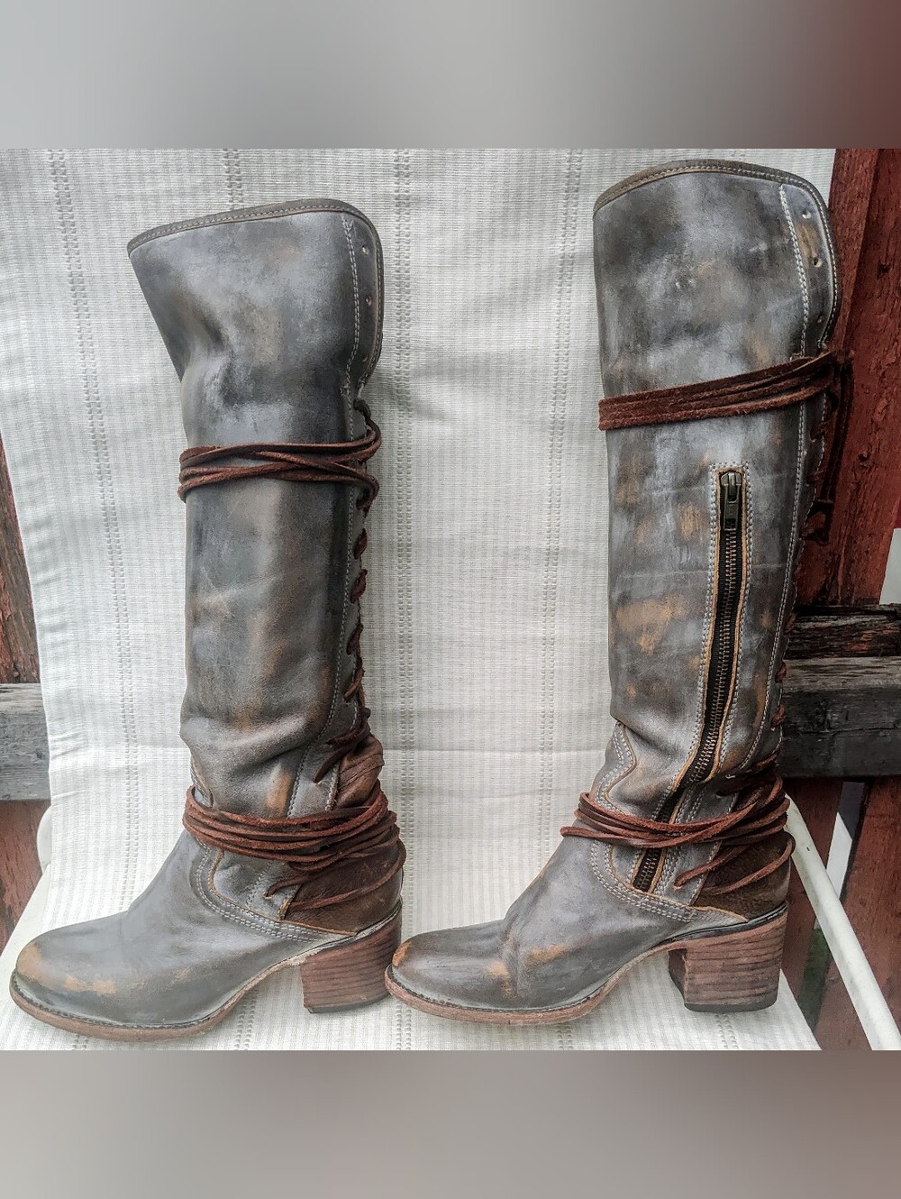 Freebird Coal Knee High Leather Boots Sz 8